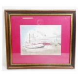 Framed Natchez Steamboat Painting, Signed