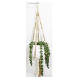 Feaux String of Pearls Potted Plant in Macrame