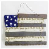 Shabby Chic Wood & Ceramic American Flag