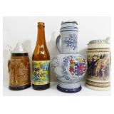 Grouping of Beer Steins & Lone Star Beer Bottle