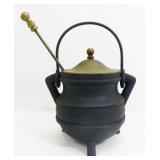 Cast Iron Smudge Pot Cauldron with Brass Wand