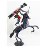 Handmade Knight on Horse Metal Sculpture