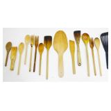 Grouping of Kitchen Cooking Utensils, Most Wood
