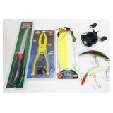 Fishing Items: Knife, Lures, Reel