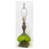 Green Glass & Brass Lamp Base