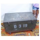 Wood Military Trunk with Compartments
