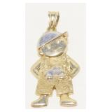 Two-Tone 14K Gold Little Boy Charm 1.5g