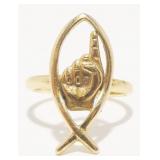 14K Y Gold Ichthys (Jesus Fish) Ring Sz 5.5 3.2g