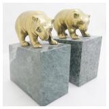 Marble & Brass Bear Bookends