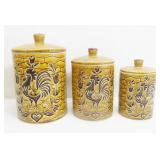Vintage Ceramic Rooster Kitchen Canisters