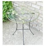 Small Metal with Glass Top Table