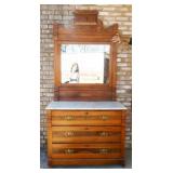 Antique Eastlake Marble-Top Dresser with Mirror***