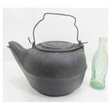 Large Antique Cast Iron Teapot Kettle #8