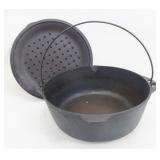 Lg Antique Cast Iron #12 Dutch Oven with Lid USA