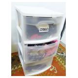 Three Drawer Storage Unit with Contents