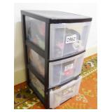 Three Drawer Storage Unit with Contents