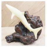 John Perry Great White Shark Sculpture, Tail Chip