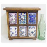 Wood Trinket Box with Ceramic Drawers