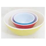 Vtg Pyrex Primary Color Nesting Bowls, Very Worn