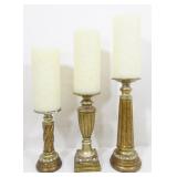 Candlestick Holders w/Candles 1 Chipped See Photos