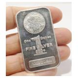 One Ounce .999 Silver Bullion Bar
