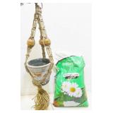 Macrame Plant Hanger & Potting Soil