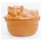 Piggy Covered Stoneware Casserole Dish