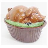 Vintage Ceramic Piggy Covered Casserole Dish
