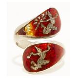 Siam Sterling Silver Adjustable Ring 5.5g