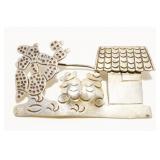 Mexican Sterling Silver House w/ Cacti Brooch 7.2g