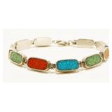 Sterling Silver Multi-Gemstone Bracelet 7.5" 19.6g