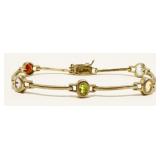 Sterling Silver Multi-Gemstone Bracelet 7" 6.9g