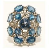 Sterling Silver Gemstone Dinner Ring Sz 9 11.1g