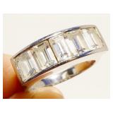 Sterling Silver & CZ Channel Ring Sz 7 5.5g
