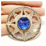 925 Silver Mayan Mask Pendant Brooch Mexico 15.2g