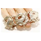 Vtg Sterling Silver Bird Link Bracelet 7.25" 32.4g