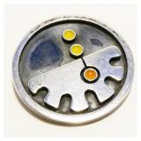 Abstract Sterling Silver Circle Brooch 17.2g