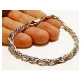 Milor Italy 925 Silver Rope Bracelet 7.75" 13.7g