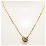 14K Gold CZ Pendant Necklace 18" 3.5g
