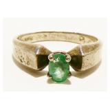Sterling Silver Emerald Solitaire Ring Sz 8 2.8g