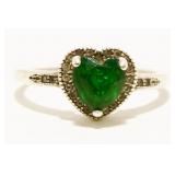 Sterling Silver Heart Gemstone Ring Sz 7 1.9g
