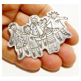 Mexican Sterling Silver Children Brooch 9.9g