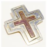 Alpaca Mexico 925 Silver Cross Pendant Brooch 12.7