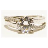 Sterling Silver & CZ Engagement Ring Sz 9 4.2g