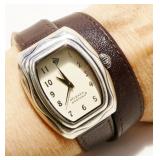 Silpada Double Wrap Brown Leather 925 Silver Watch