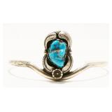 Navajo Turquoise & 925 Silver Cuff Bracelet 8.2g