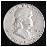 1951 Franklin Half-Dollar Silver Coin