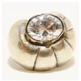 Sterling Silver CZ Seashell Ring Sz 5 8.7g