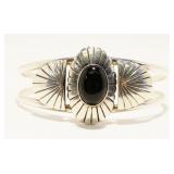 "VGD" Navajo Onyx 925 Silver Cuff Bracelet 25.1g