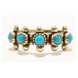 Signed Navajo Turquoise 925 Silver Ring Sz 5.25